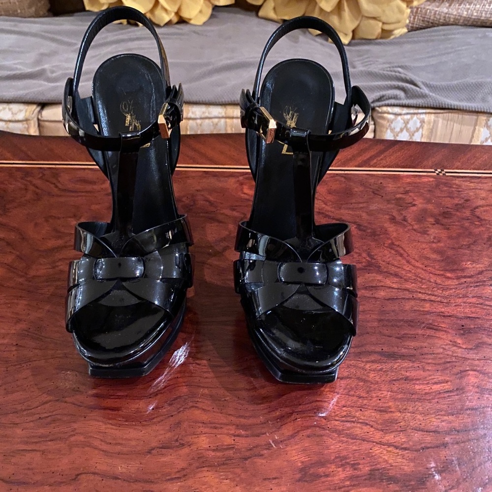 YSL Saint Laurent Tribute Patent Platform Sandals